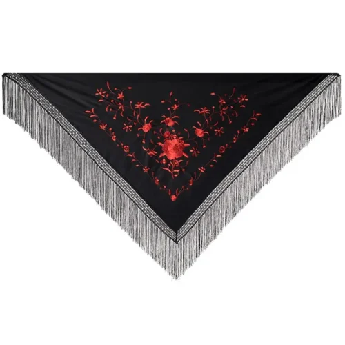 Machine embroidered triangular shape Manila shawl