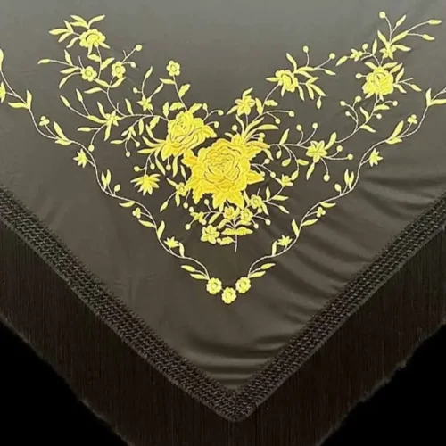 Machine embroidered triangular shape Manila shawl